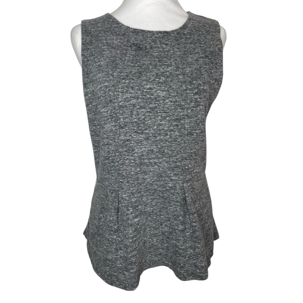 Madewell Gray Sleeveless Peplum Blouse Business Casual Size Medium